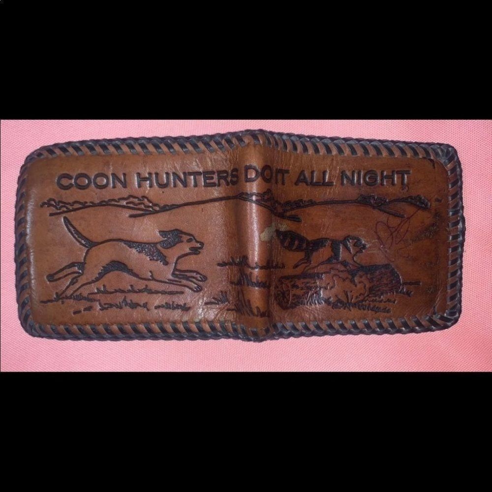 Rare Mens Wallet -hand tooled leather